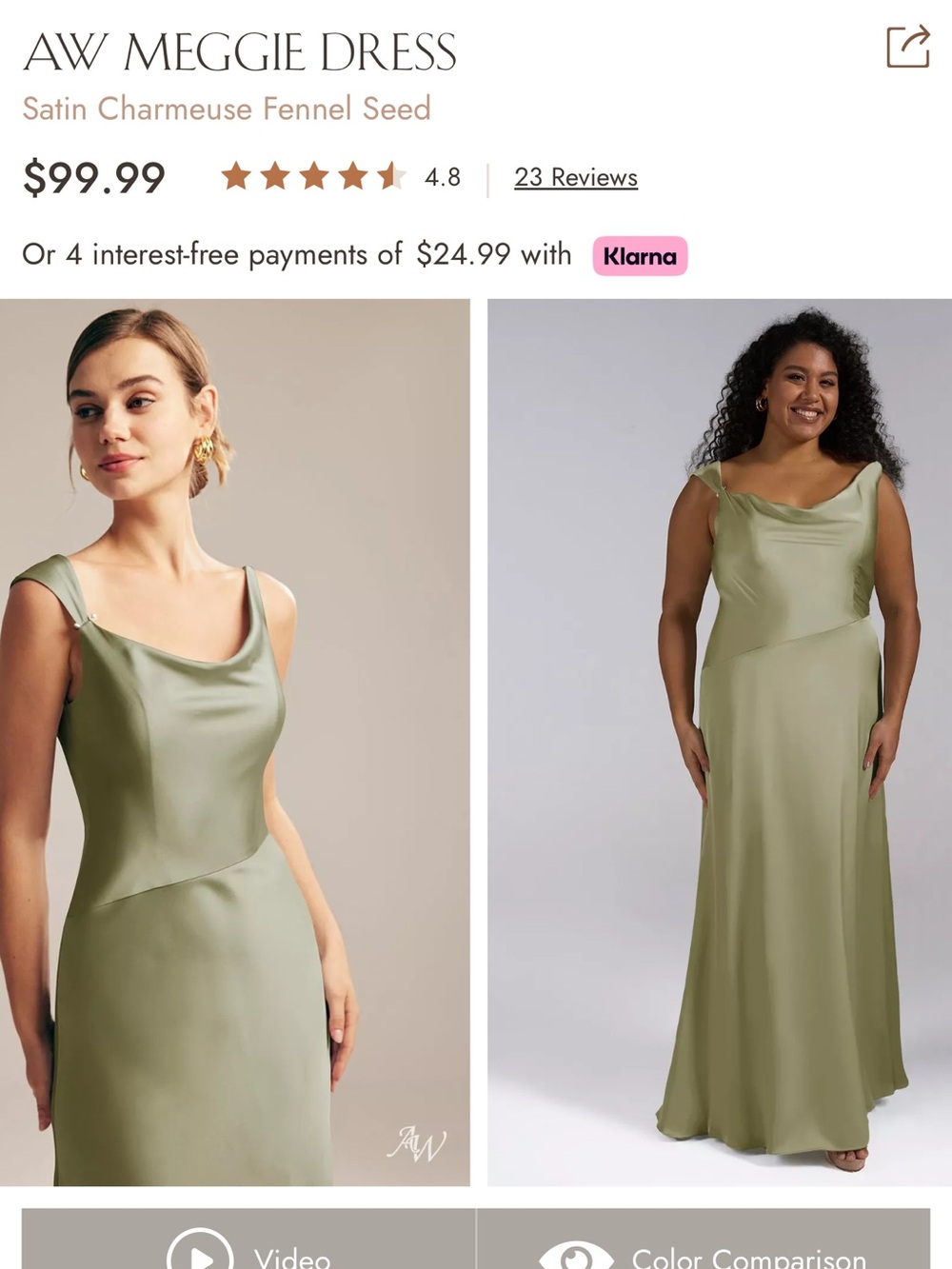 AW Meggie Satin Maxi Dress in Fennel Seed